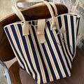 Minimalist Striped Large Capacity Tote Bag 6W10BBG1368