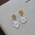 Floral Pearl Dangle Earrings - DippedShop Wholesale - #3091