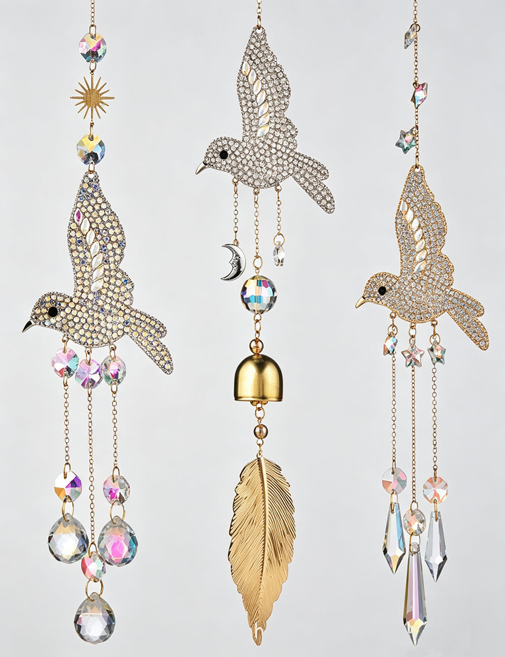 Sparkling Hummingbird Crystal Sun Catcher Wind Chime 6H7HLS206