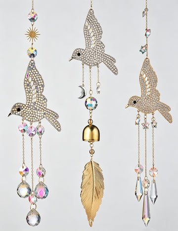 Sparkling Hummingbird Crystal Sun Catcher Wind Chime 6H7HLS206