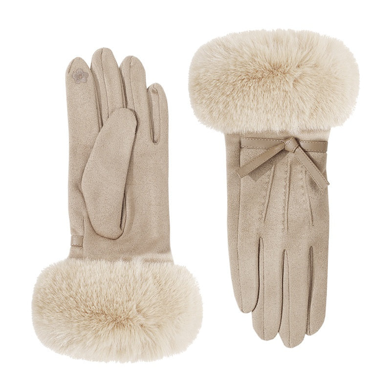 Vintage Autumn Suede Touch Screen Thicken Gloves 6W6GLO76