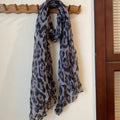 Vintage Leoaprd Print Cotton Linen Long Scarf 6W6NSC230