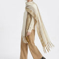 Striped Mohair Tassel Scarf - DippedShop Wholesale - #7875