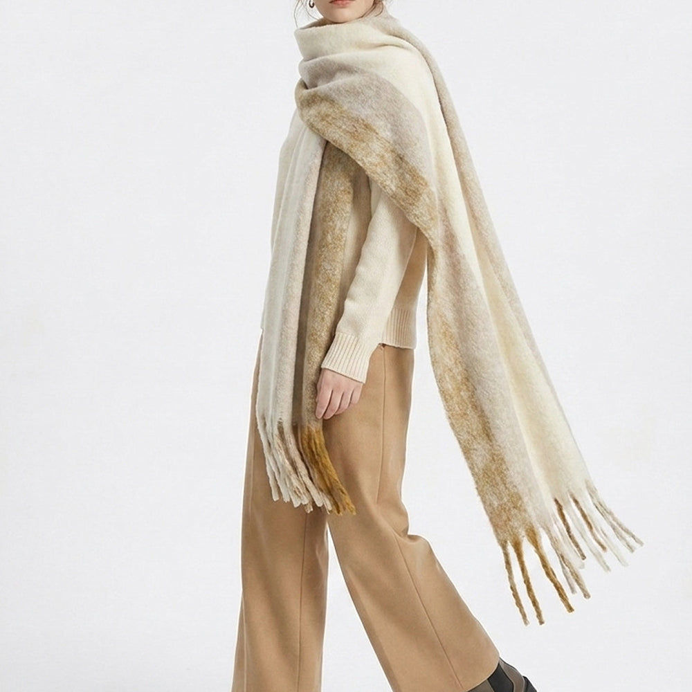 Striped Mohair Tassel Scarf - DippedShop Wholesale - #7875