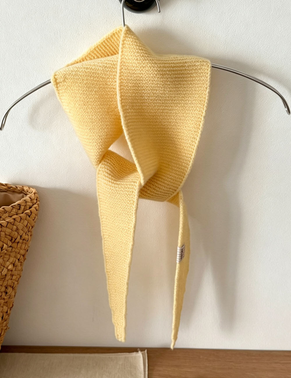 Solid Color Wool Knit Triangle Skinny Scarf 6W6NSW271