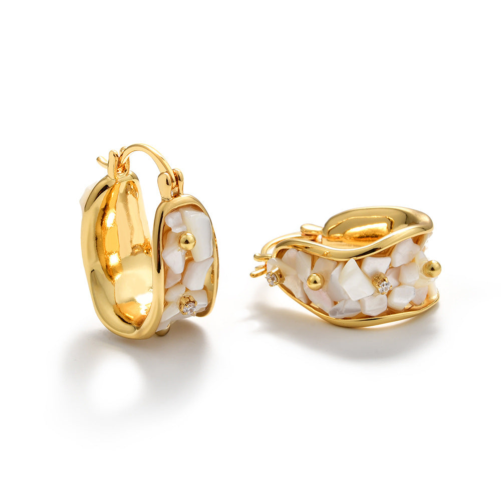 Shell C-Shaped Stud Earrings - DippedShop Wholesale - #2099