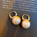 Elegant Pearl Gold Plated Cubic Zirconia Hoop Earrings 6W6JER707