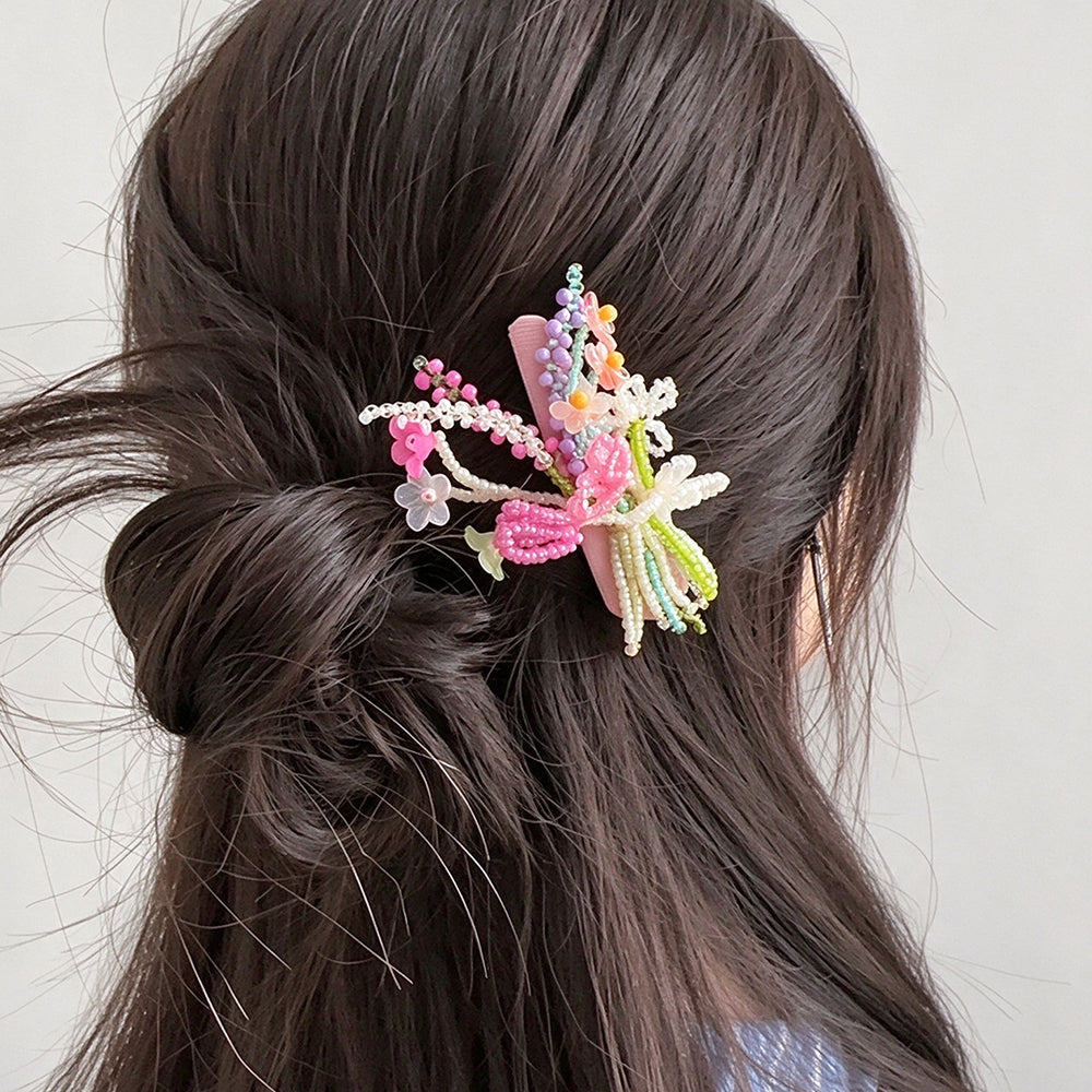 Beaded Flower Hair Clip - DippedShop Wholesale - #6883