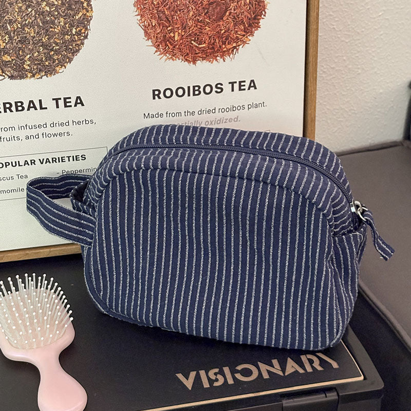 Minimalist Striped Large Capacity Portable Makeup Bag MK2BW6S10BOB87
