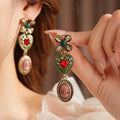 Retro Rhinestones Floral Heart Chain Necklace 6W6JNC920