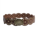 Retro Western Oval Buckle Wide Disc Waist Belt 6W6JBT234