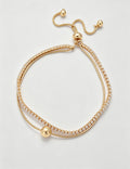 Elegant Gold Plated Double Layer Rhinestones Bracelet 6W6JBR679
