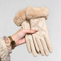 Plaid Faux Fur Cuff Gloves - DippedShop Wholesale - #5187