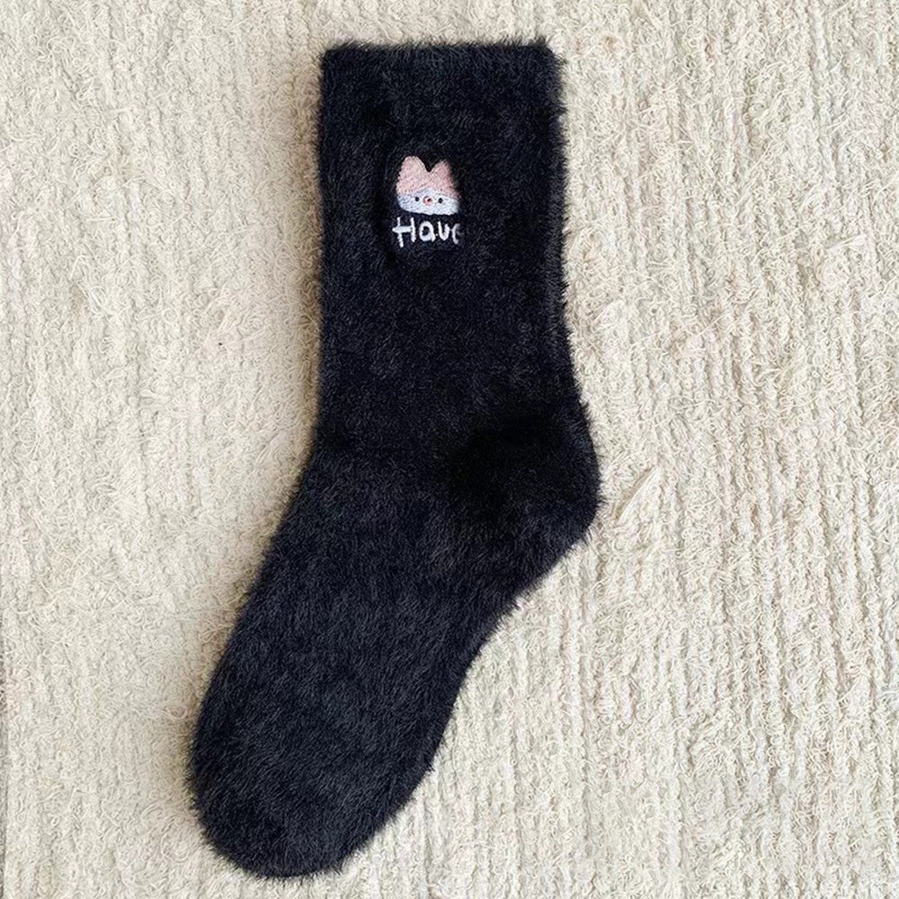 Cute Cartoon Embroidered Velvet Crew Socks 6W8FSO889