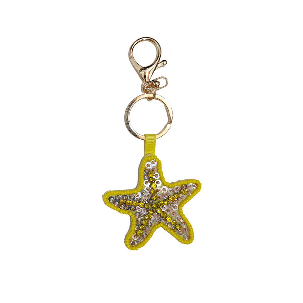 Stylish Beaded Sequin Crab Pendant Bag Charm 6W10BBC813