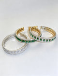 Elegant Emerald Rhinestones Hollow Open Bracelet 6W6JBR717