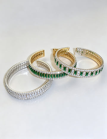 Elegant Emerald Rhinestones Hollow Open Bracelet 6W6JBR717