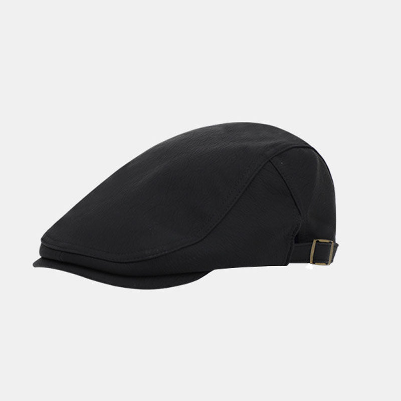 Vintage Solid Color PU Leather Newsboy Cap 6W6HAT588