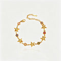 Fashion Gold Plated Star Flower Charm Bracelet 6W6JBR519