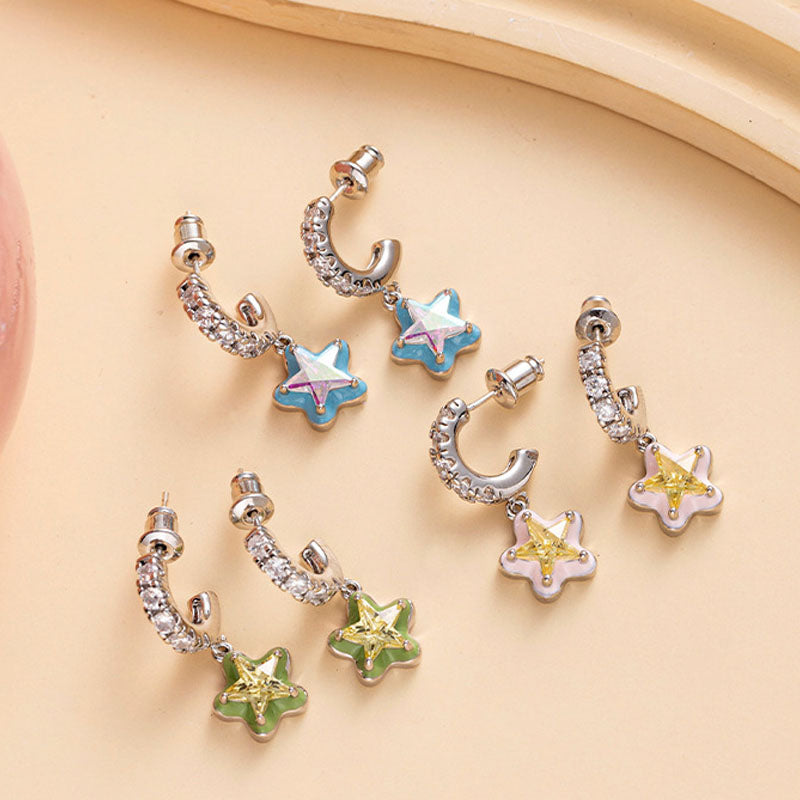 Star Pendant Stud Earrings - DippedShop Wholesale - #2899