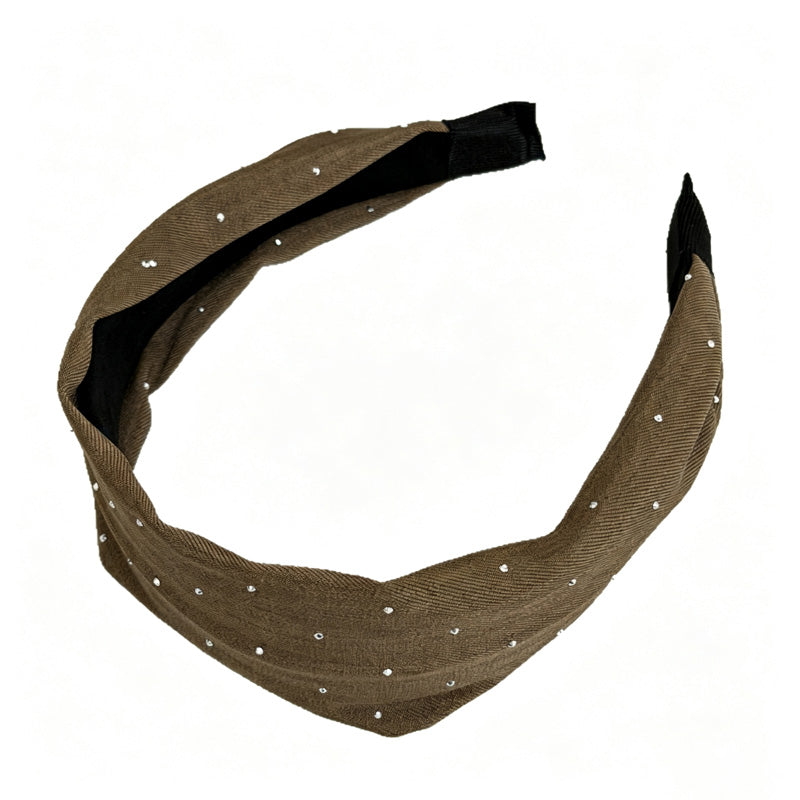 French Style Rhinestone Wide Fabric Headband 6W6HBD309