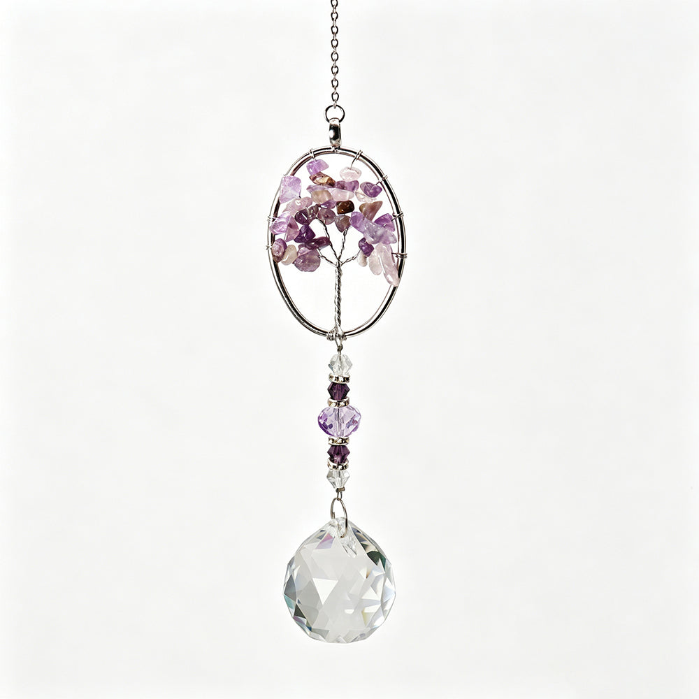Purple Stone Tree of Life Crystal Sun Catcher 6H7HLS169