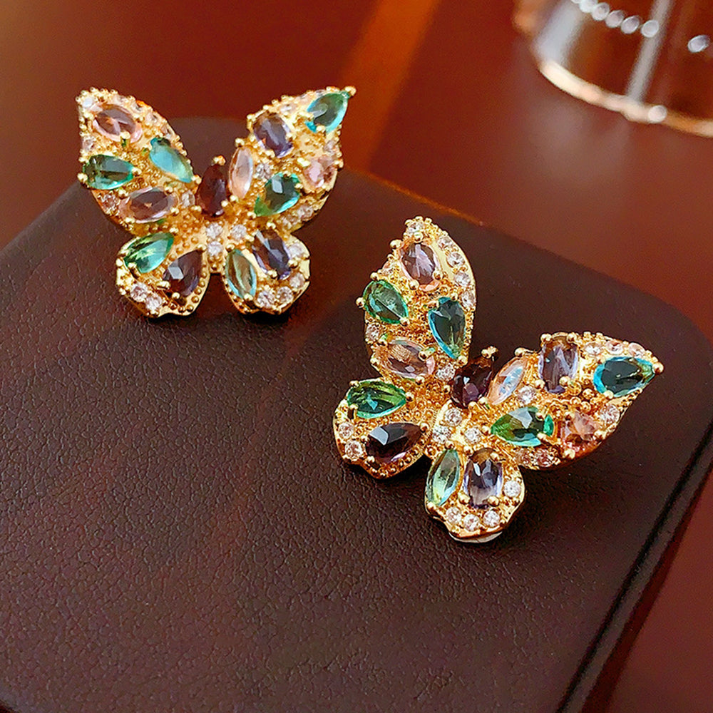 Vintage Cubic Zirconia Butterfly Stud Earrings 6W6JER734