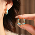 Bohemian Turquoise Cubic Zirconia Hoop Earrings 6W6JER771