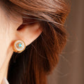 Vintage French Pearl Turquoise Huggie Earrings 6W6JER829