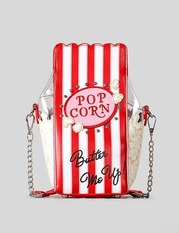 Cute Clear Popcorn Purse Striped Crossbody Bag 6W10BBG2122