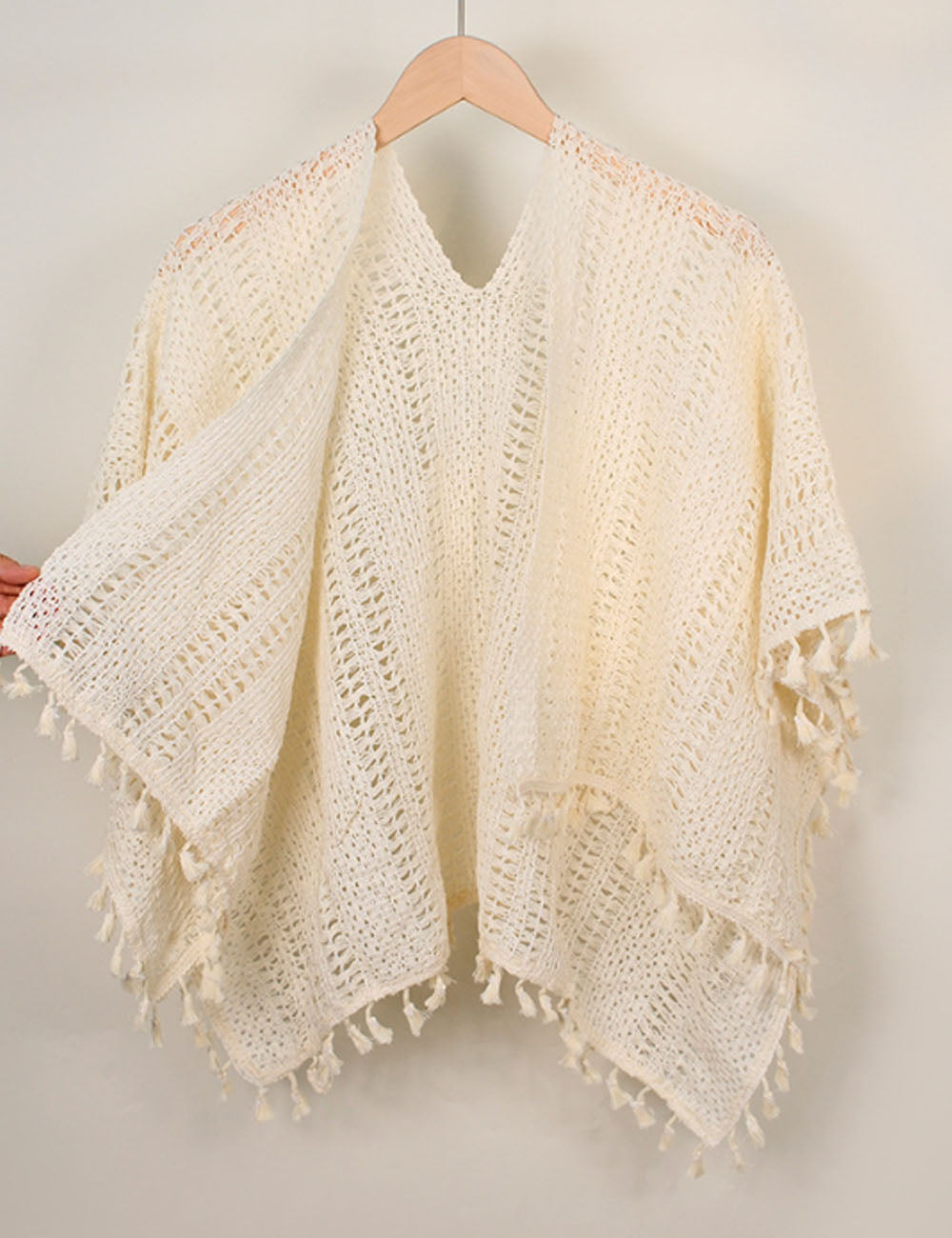 Boho Ccrochet Hollow Out Tassel Shawl Wrap 6W6NSC50
