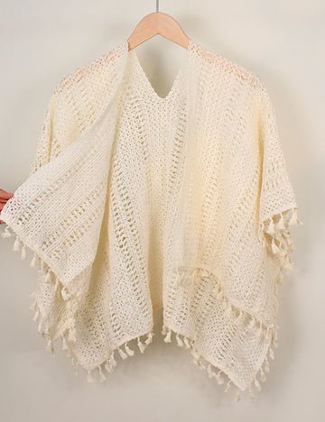 Boho Ccrochet Hollow Out Tassel Shawl Wrap 6W6NSC50