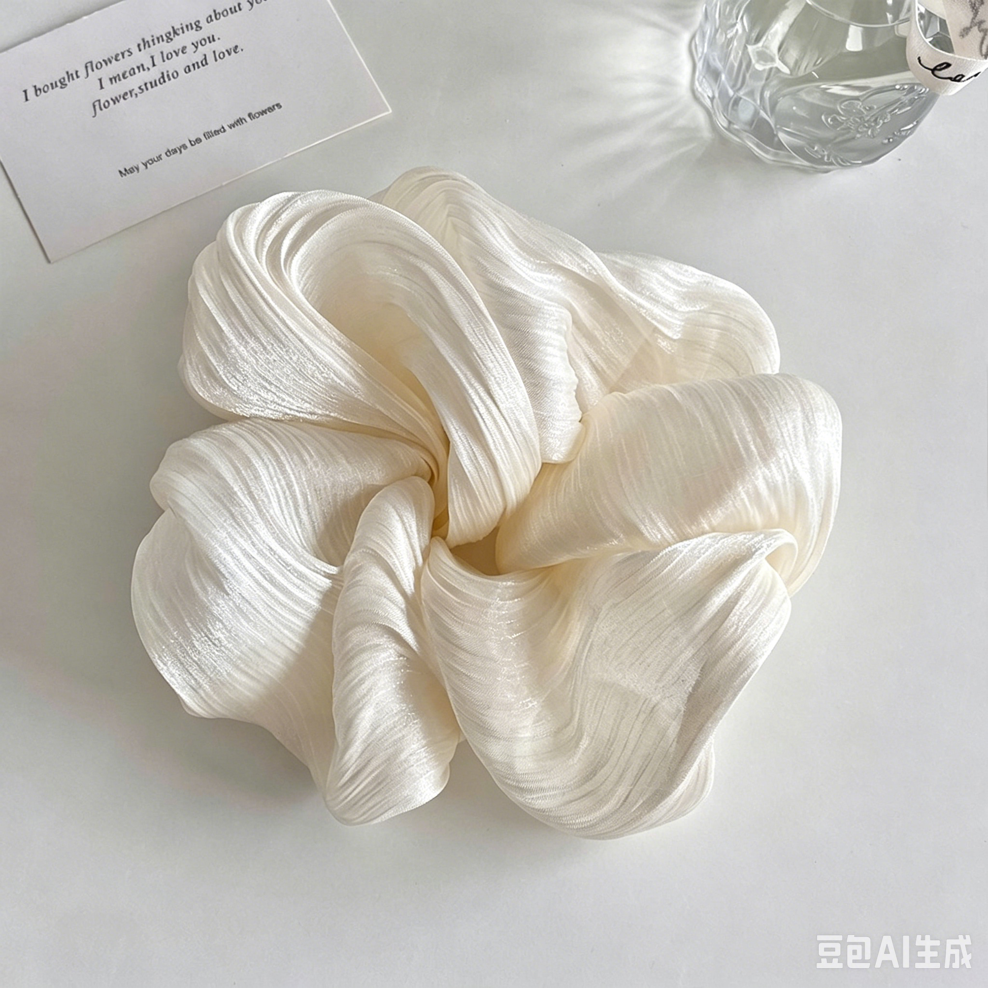 Pearlescent Chiffon Ruffled Hair Scrunchie MK2BW6W6HSR42