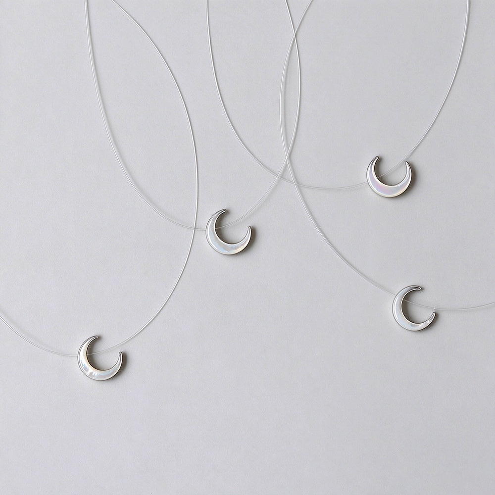 Invisible Fishing Line Crescent Moon Choker Necklace 6W6JNC1077