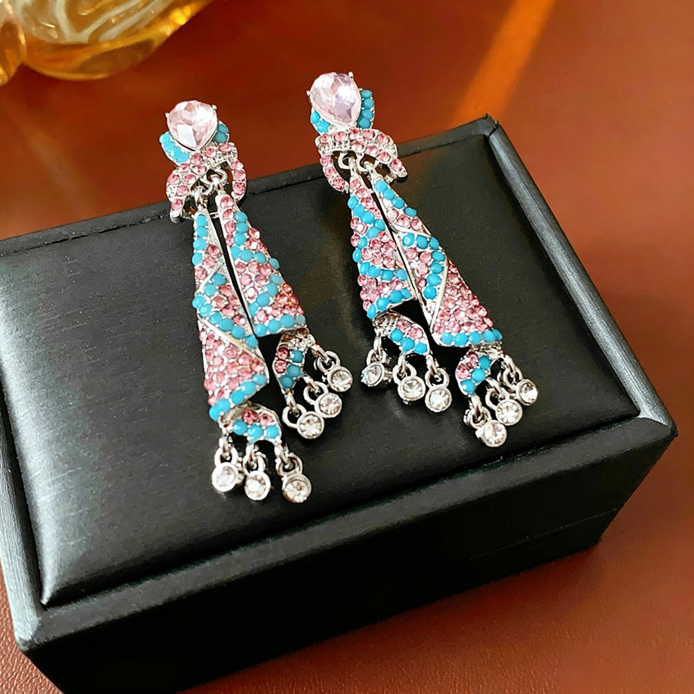 Rhinestone Knot Tassel Drop Earrings 6W6JER764