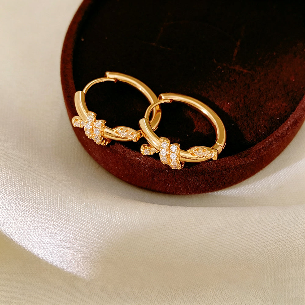Minimalist Cubic Zirconia Knotted Hoop Earrings 6W6JER749