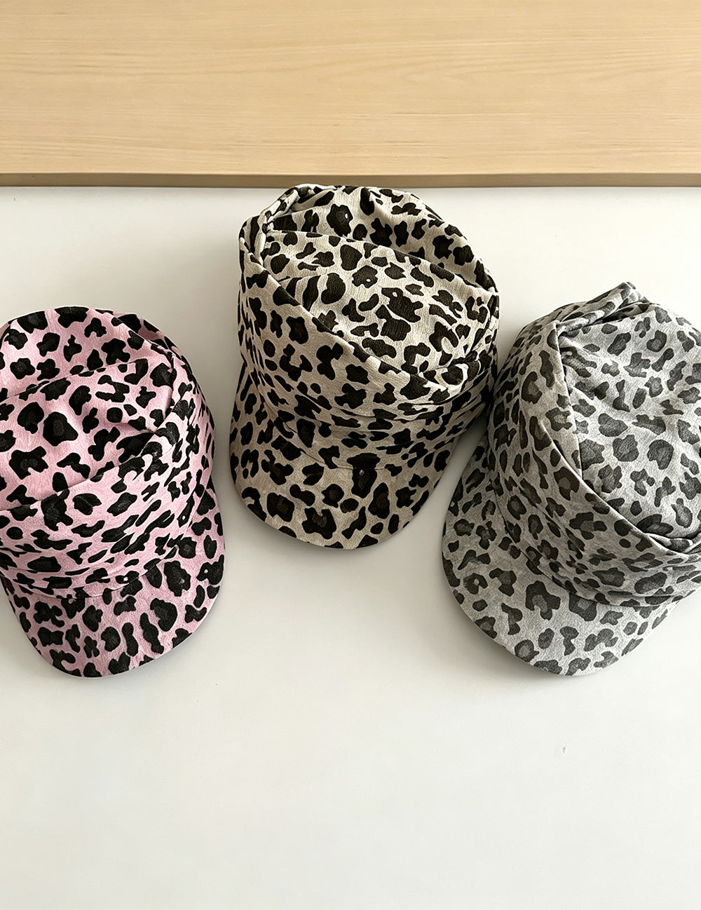 Fashion Ruched Leopard Print Flat Baseball Cap 6W6HAT795