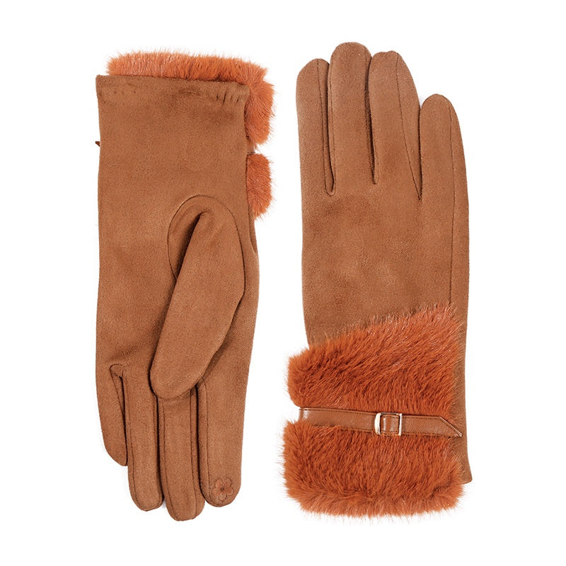 Classic Solid Color Touch Screen Thicken Gloves 6W6GLO99