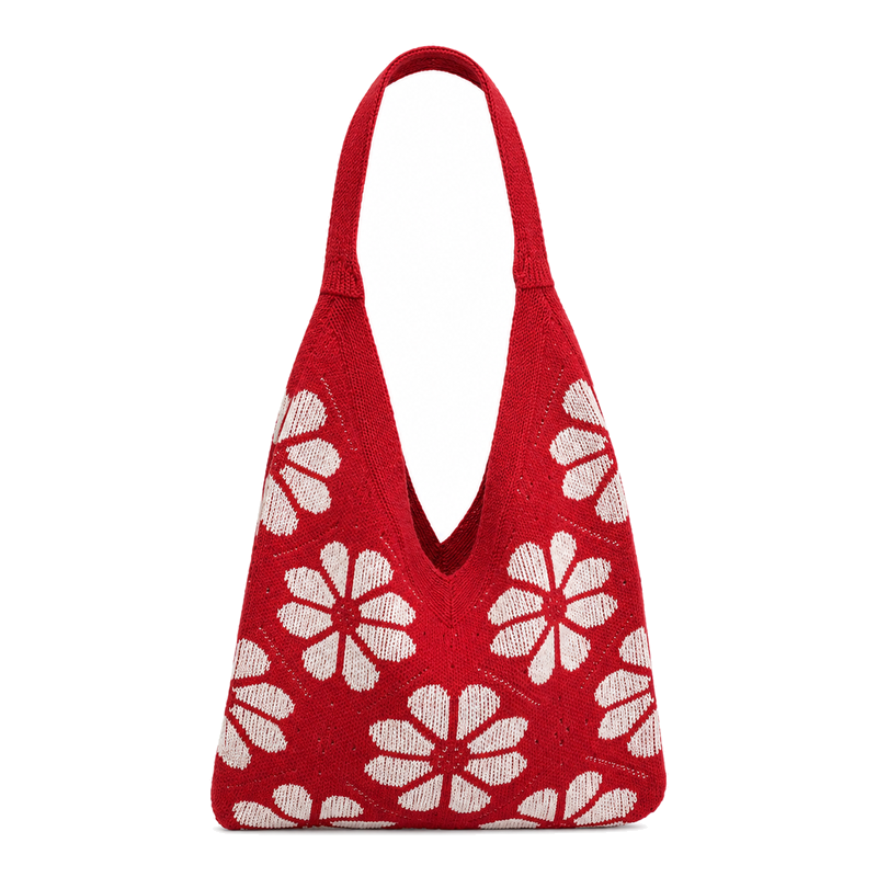 Fresh Color Block Flower Knitted Tote Hnadbag 6W10BBG1789
