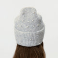 Elegant Pearl Wool Blend Knit Beanie Hat 6W6HAT643