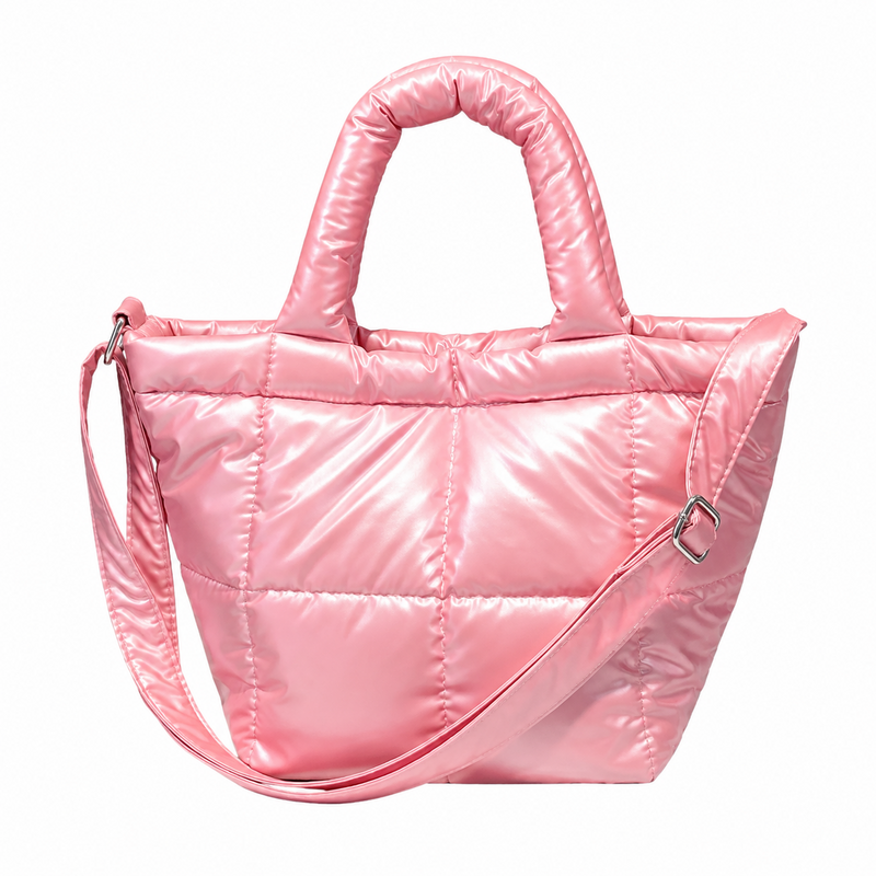 Shiny Solid Color Puffer Crossbody Bag 6W10BBG1806