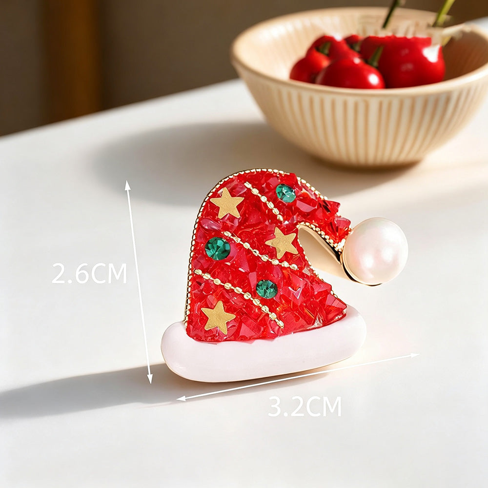 Cute Christmas Hat Bell Series Brooch Pins 6W6JPB60