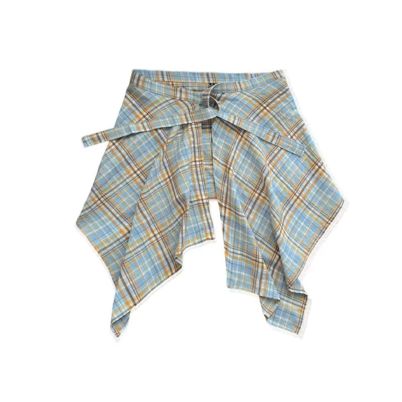 Plaid Tie Side Wrap Skirt - DippedShop Wholesale - #0611