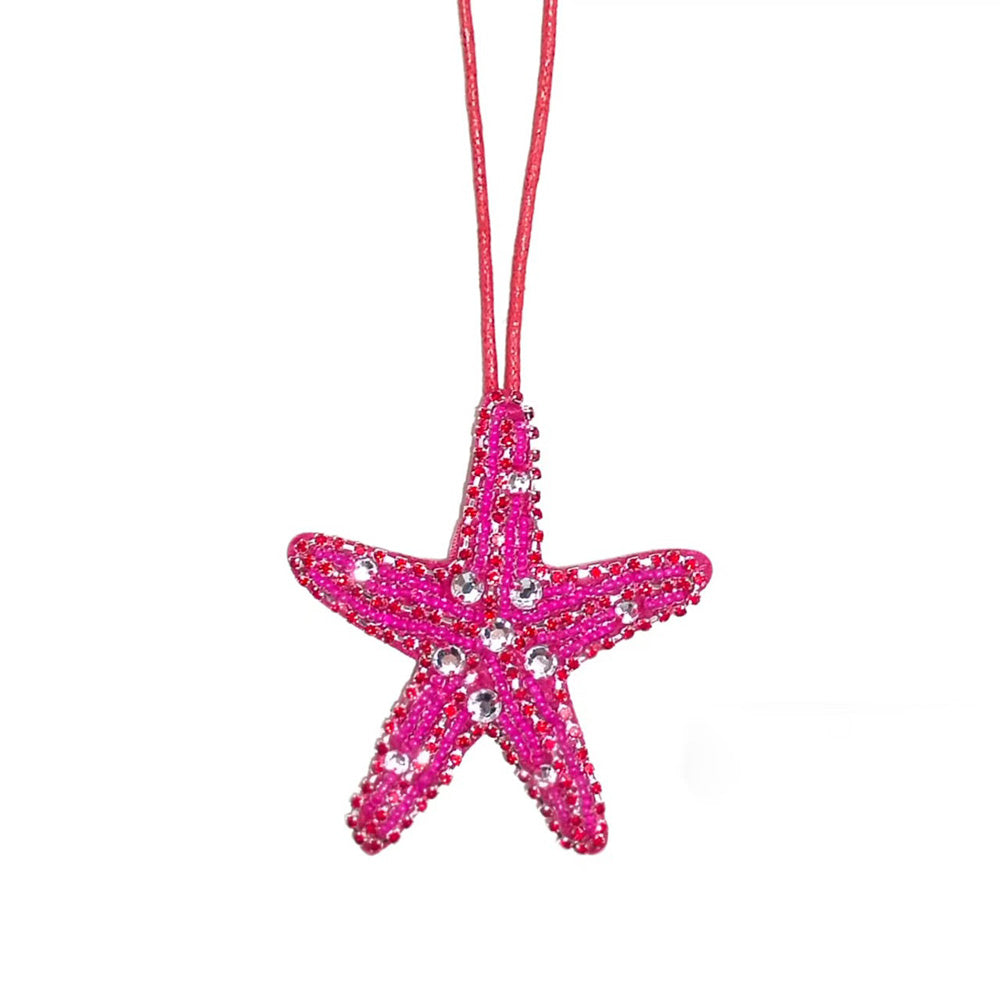 Chic Pearl Rhinestones Starfish Pendant Keychain 6W10BBC805
