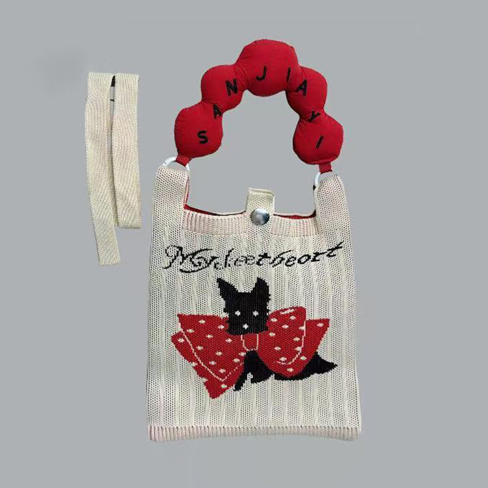Sweet Cartoon Print Knit Crossbody - DippedShop Wholesale - #9795