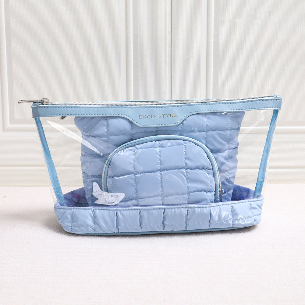 Minimalist Solid Color Quilt Shell Cosmetic Bag 6C5CO271