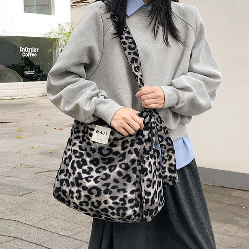 Fashion Striped Leoaprd Print Canvas Shoulder Bag 6W10BBG2485