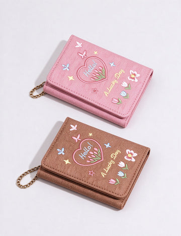 Butterfly Embroidery Trifold Wallet - DippedShop Wholesale - #5523