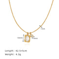 Vintage Shell Square Pendant Snake Chain Necklace 6W6JNC1078
