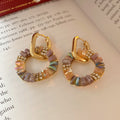 Sparkling Cubic Zirconia Double Hoop Drop Earrings 6W6JER721